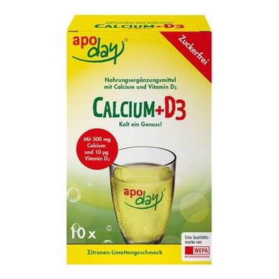 APODAY Calcium+D3 Zitrone-Limette zuckerfrei Pulv.
